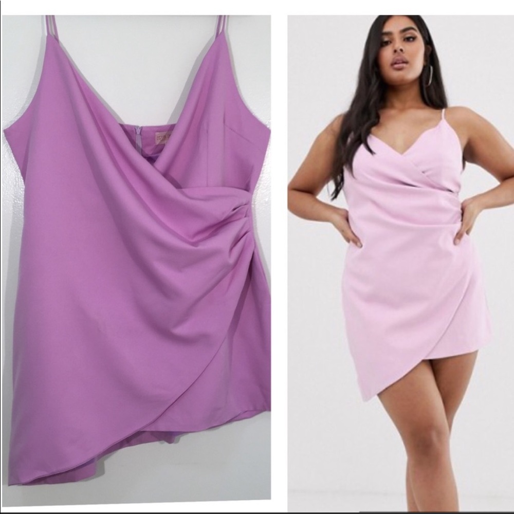NWT Club London plus asymmetric faux wrap mini dress